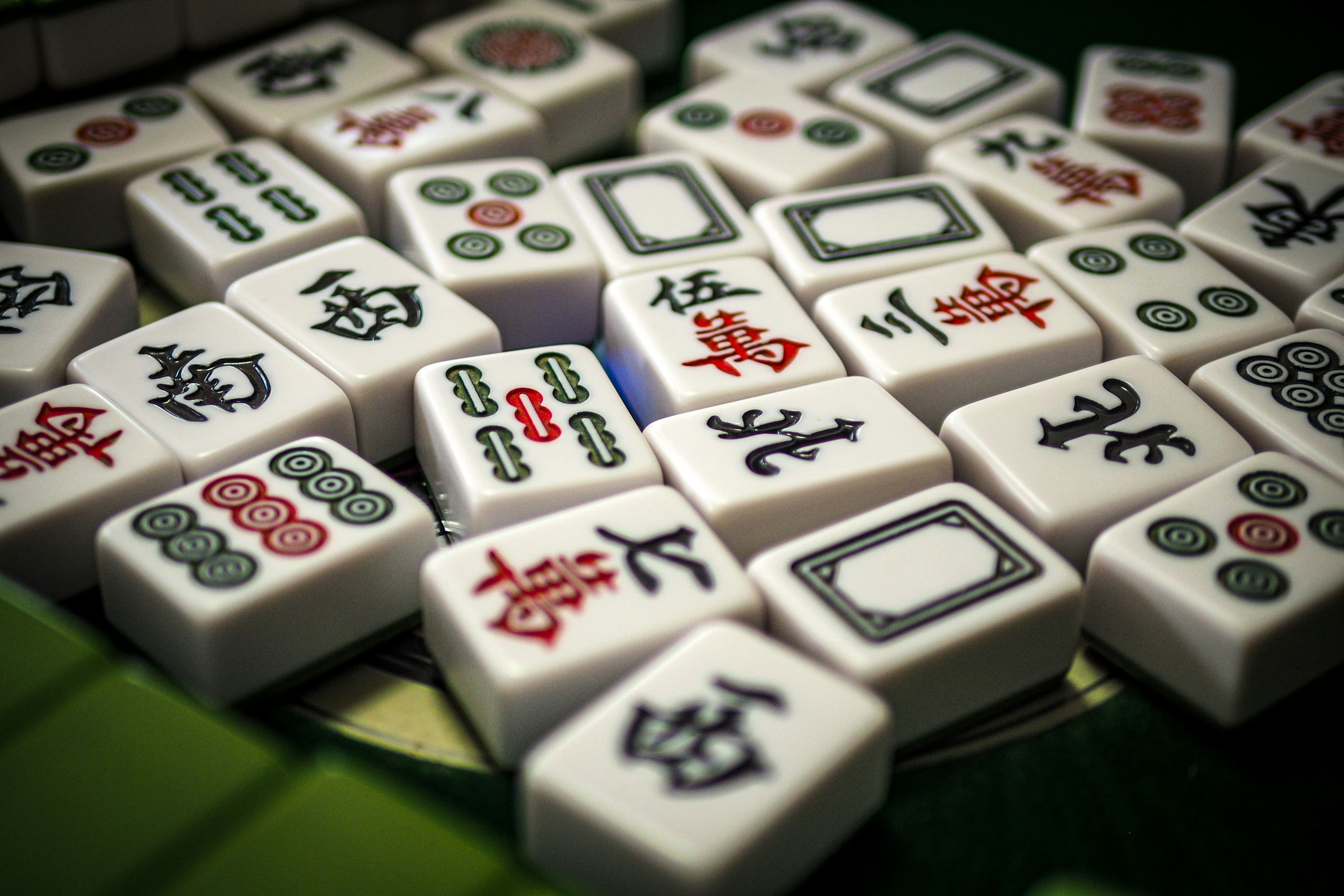 Mahjong tiles close-up