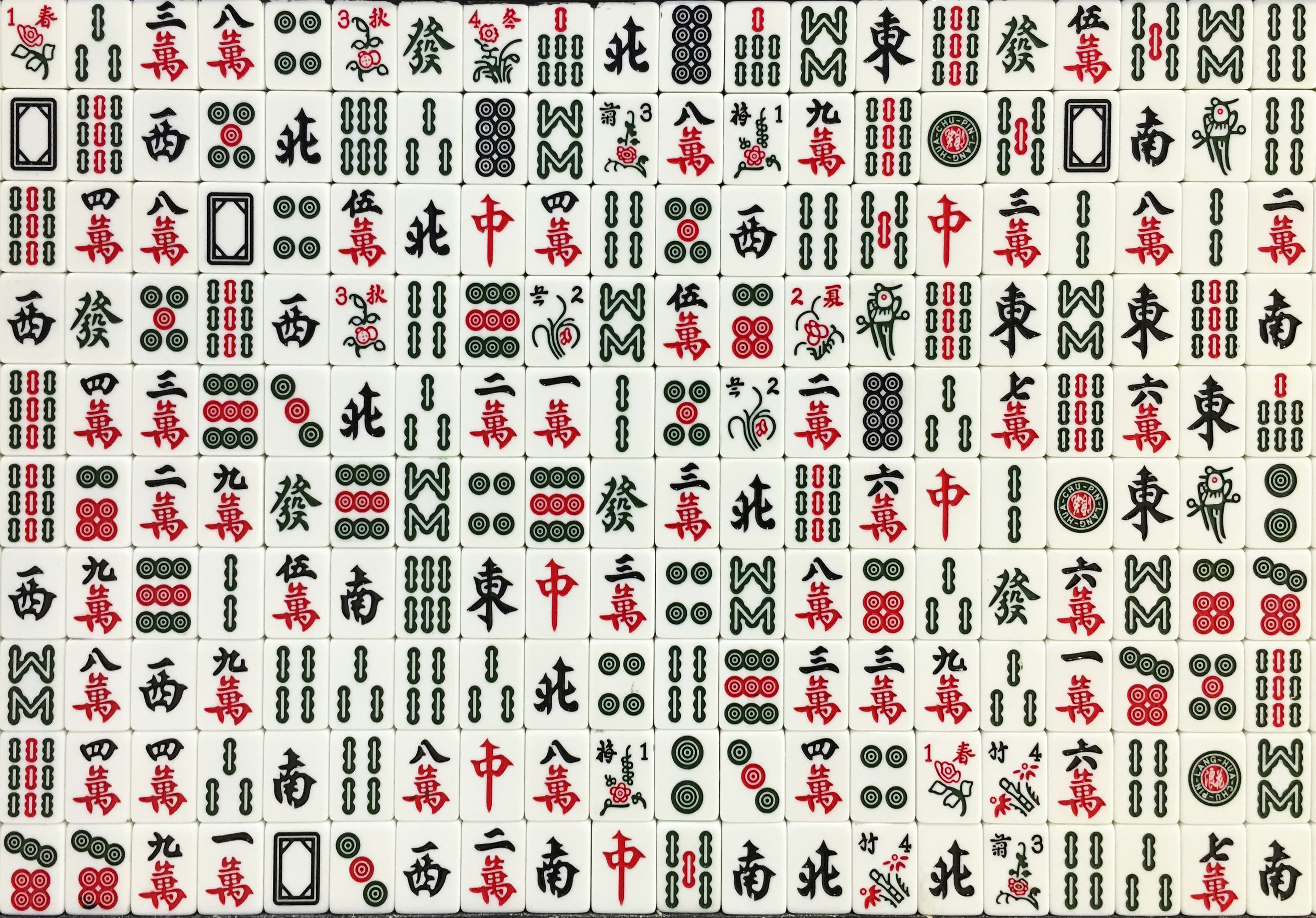Grid of mahjong tiles